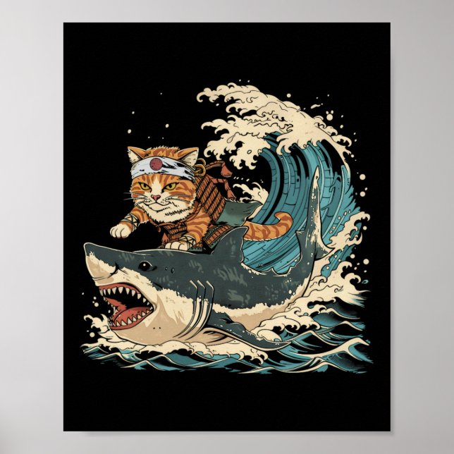 Retro katt ninja söt djur kattunge djur halloween poster (Framsidan)
