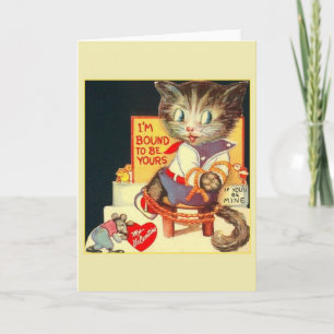 Retro katt- och musvalentin kort för dag