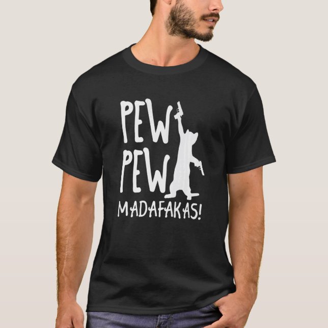 Retro Katt Pew Pew Madafakas Galna Kittel Katter T Shirt (Framsida)