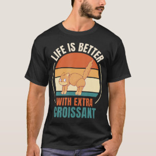 Retro Katt Retro Livet Är Bättre Med Extra Croissa T Shirt