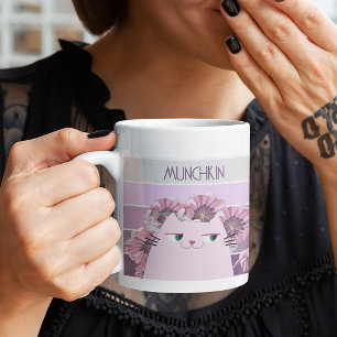 Retro Katt Söt Blommig Mugg