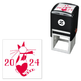 Retro kattälskare julhelg 2024  självfärgande stämpel