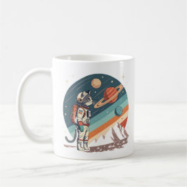 Retro kattastronaut Kosmisk rymdillustration Kaffemugg
