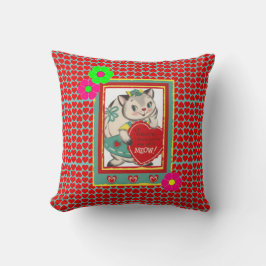 Retro "Kattens jam" Alla hjärtans dag Katt-kastkud Kudde