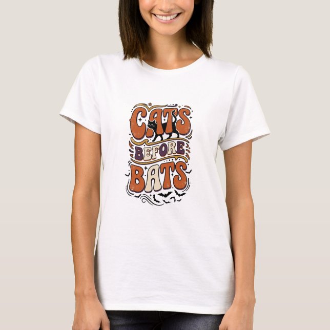 Retro katter före fladdermöss typografi svart Hall T Shirt (Framsida)