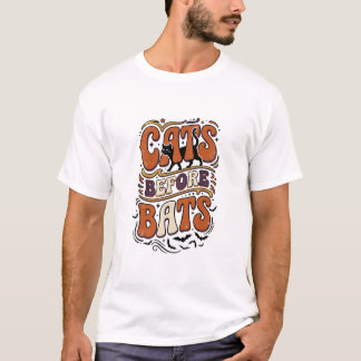 Retro katter före fladdermöss typografi svart Hall T Shirt