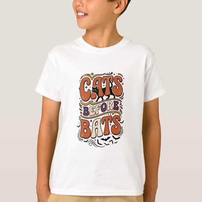 Retro katter före fladdermöss typografi svart Hall T Shirt (Framsida)