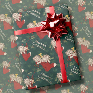 Retro-katter i lagerlokaler - Vintage vid jul Presentpapper