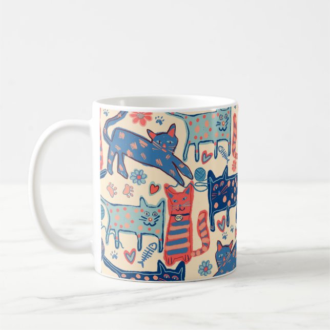 Retro Katter  Kaffemugg (Vänster)