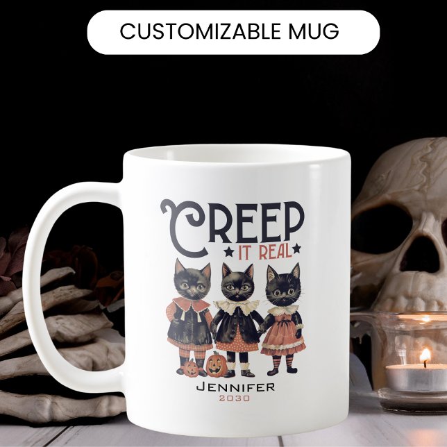 Retro-katter krymper det riktiga halloween kaffemugg (Skapare uppladdad)