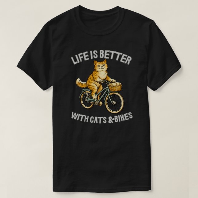 Retro Katter Och Cyklar Design T Shirt (Design framsida)