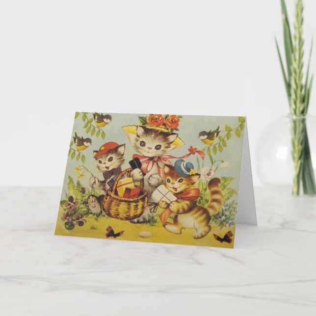 Retro kattfamiljOuting noterar kortet Kort (Framsida)