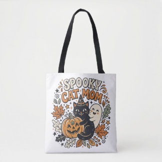Retro kattmamma Halloween-grafik Tygkasse