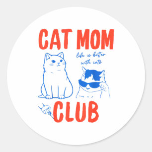 Retro kattmamma-klubb Roligt katt-meme Mamma Mormo Runt Klistermärke