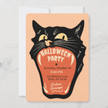 Retro kattmun Halloween-fest inbjudan