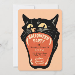 Retro kattmun Halloween-fest inbjudan