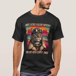 Retro kattpilot Mike Echo Oscar Whisky M E O W fö T Shirt