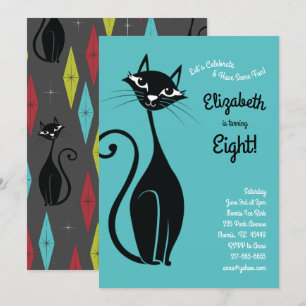 Retro Kattunge Barns födelsedag Party Inbjudningar