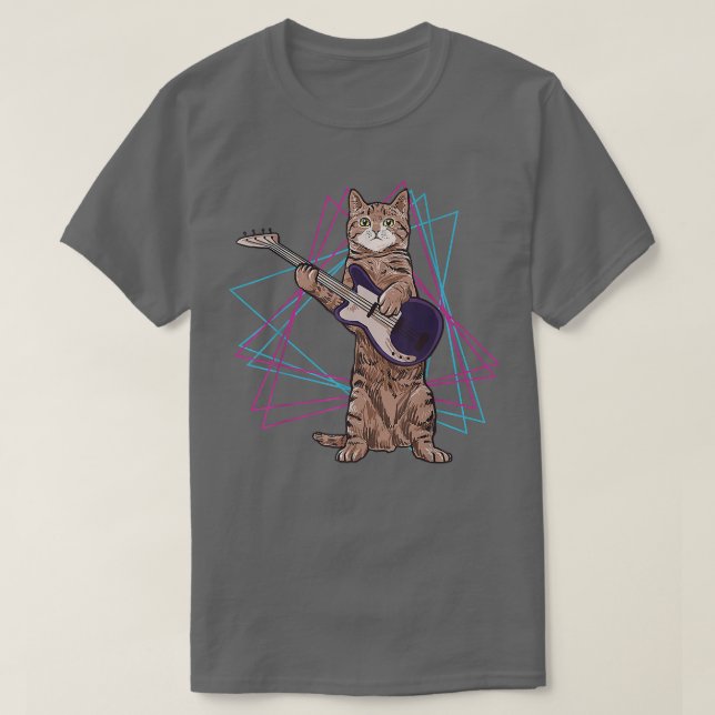 retro-kattuppspelning av gitarr-kattunge spelar gu t shirt (Design framsida)