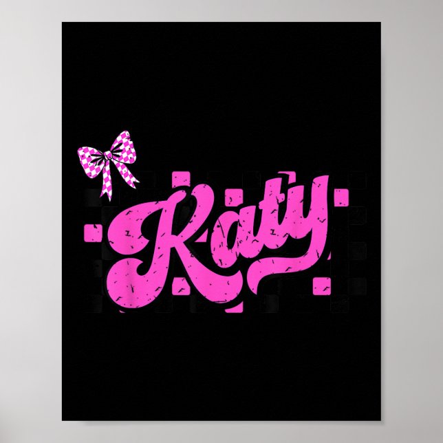 Retro Katy Checkered Coquette Bow Butterfly  Poster (Framsidan)