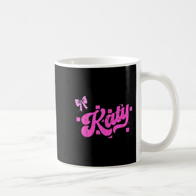 Retro Katy Rutiga Coquette Slöja Fjäril  Kaffemugg (Höger)