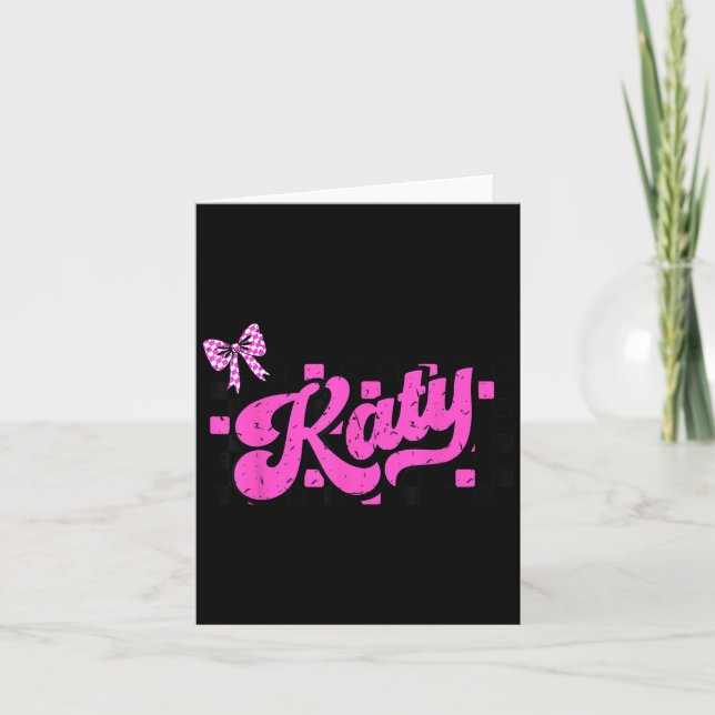 Retro Katy Rutiga Coquette Slöja Fjäril  Kort (Framsida)