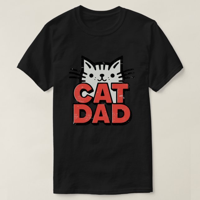 Retro Kawaii Cat Pappa T Shirt (Design framsida)