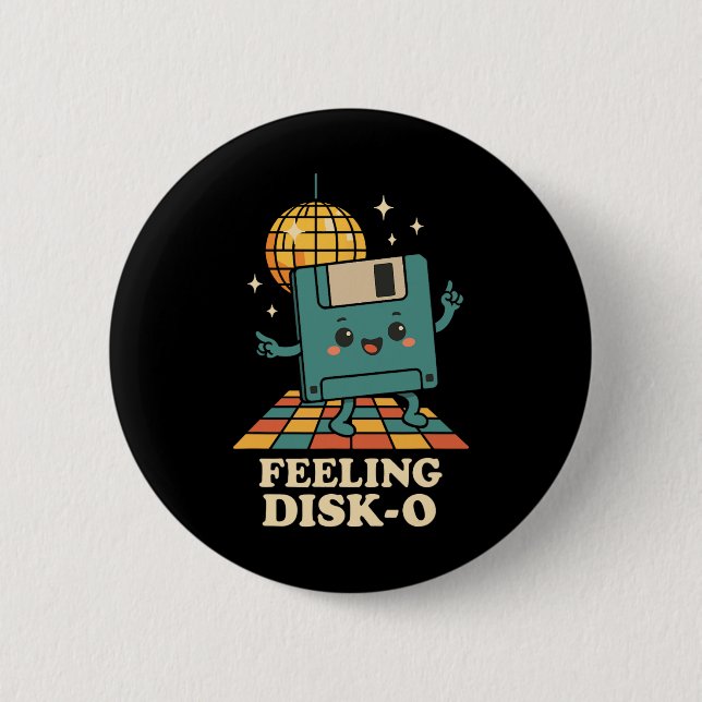 Retro Kawaii Diskett Retro Teknik Skämt 80-tal 90- Knapp (Framsida)