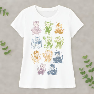 Retro Kawaii Katt Söt Retro Kitty Illustration T Shirt
