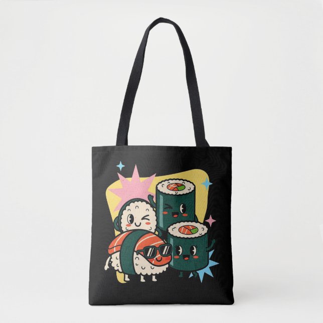 Retro Kawaii Sushi Söt Japansk Mat Tygkasse (Framsida)