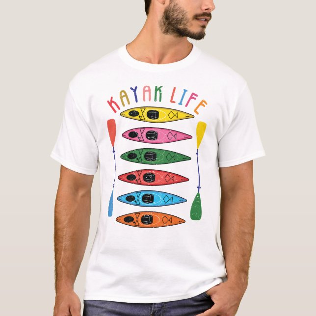 Retro Kayak Life T Shirt (Framsida)