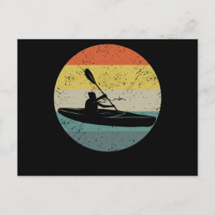 Retro kayak rower canoe paddling vintage boat vykort