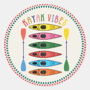 Retro Kayak Vibes Kayaking Runt Klistermärke