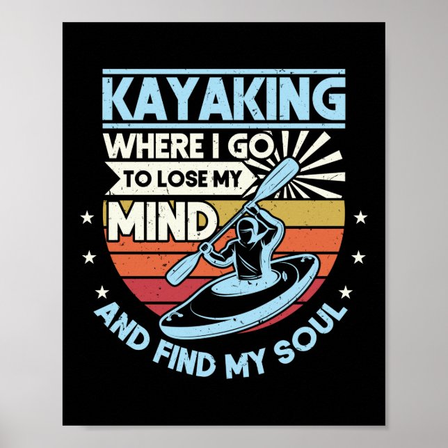 Retro Kayaking där jag går och förlorar mitt sinne Poster (Framsidan)