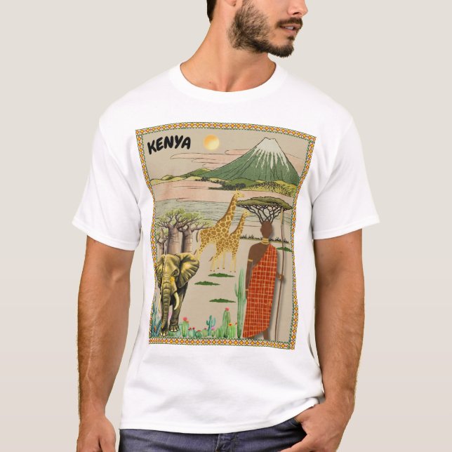 Retro Kenya Landskapsresa  T Shirt (Framsida)