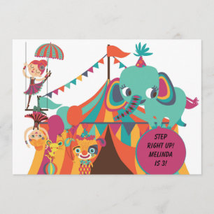 Retro Kids Circus Birthday-inbjudan Inbjudningar