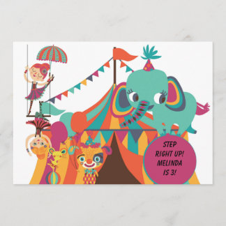 Retro Kids Circus Birthday-inbjudan Inbjudningar