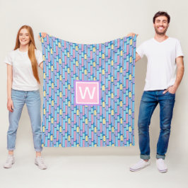 Retro Kids Colorful Geometric Monogram Fleecefilt