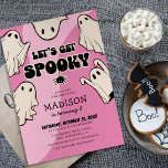 Retro Kids Girl Halloween fest Inbjudningar<br><div class="desc">Släpp roligten med vårt nya Kids Halloween Födelsedagsfest inbjudan! Designad med en söt rosa bakgrund, roligt-vänlig spöken och den lekande raden "Låt oss få tal". Den moderna textmallen är en brygga för att anpassa sig. Se dina gästers upprördhet växa, eftersom de inte kan vänta på att få händer på dem!...</div>