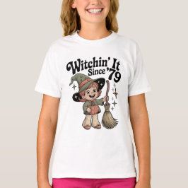 Retro Kids Halloween 70s Cute Witch Tee
