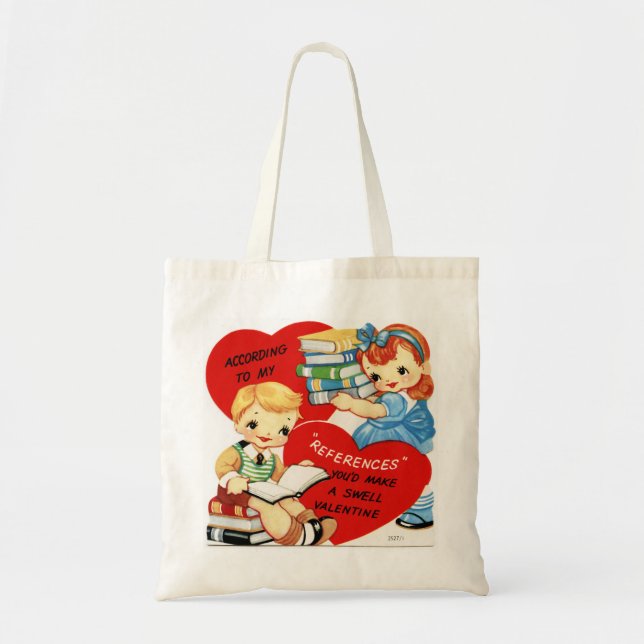 Retro Kids med Bokar Valentine Budget Tote Bag Tygkasse (Framsidan)