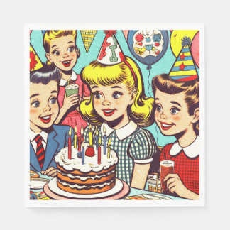Retro Kids Party Tecknader Pappersservett