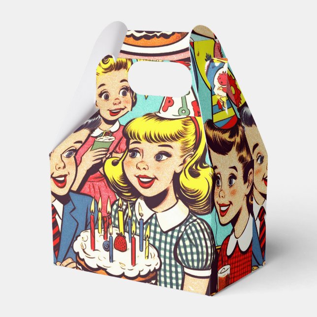 Retro Kids Party Tecknader Presentaskar (Framsidan Sidan)