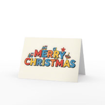 Retro Kids Toy Block Merry Christmas