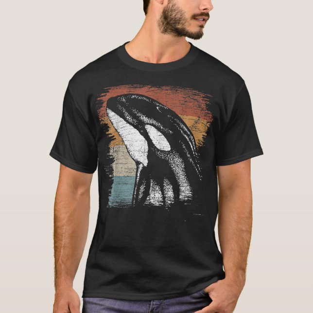 Retro Killer Whale T Shirt (Framsida)