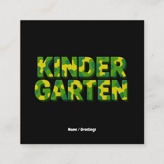 Retro Kindergarten Boys Teacher Camouflage Funny Fyrkantigt Visitkort (Framsida)