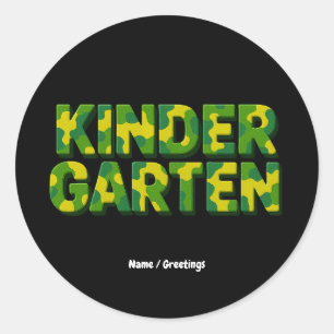 Retro Kindergarten Boys Teacher Camouflage Funny Runt Klistermärke