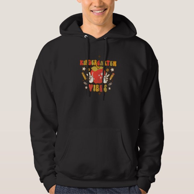 Retro Kindergarten Vibes Apple Kindergarten Back T Hoodie (Framsida)