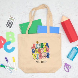 Retro Kindergarten Vibes Teacher Jumbo Tygkasse
