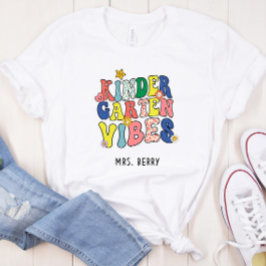 Retro Kindergarten Vibes Teacher T Shirt